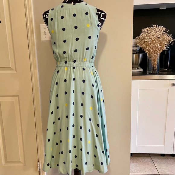 Anthropologie Maple Across The Land Wrap Dress Polka Dot Blue Yellow - Size 2/4 - Picture 6 of 14